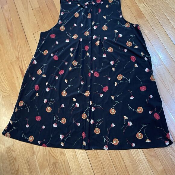 J. Jill Women Jersey Sleeveless Shirt Dress Plus Size 4X Black Floral NEW NO TAG - Picture 4 of 14